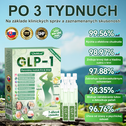 BuildLeaf® GLP-1 6-v-1 Fit & Vital Perorálny Roztok  (Len raz denne, viditeľné zmeny už za 7 dní) Pre obezitu, kardiovaskulárne ochorenia, cukrovku, spánkové apnoe, zdravie čriev, problémy s kĺbmi a ďalšie