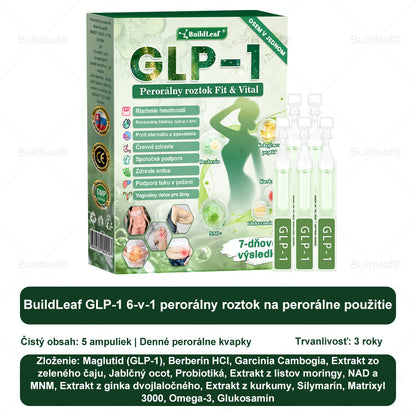 BuildLeaf® GLP-1 6-v-1 Fit & Vital Perorálny Roztok  (Len raz denne, viditeľné zmeny už za 7 dní) Pre obezitu, kardiovaskulárne ochorenia, cukrovku, spánkové apnoe, zdravie čriev, problémy s kĺbmi a ďalšie