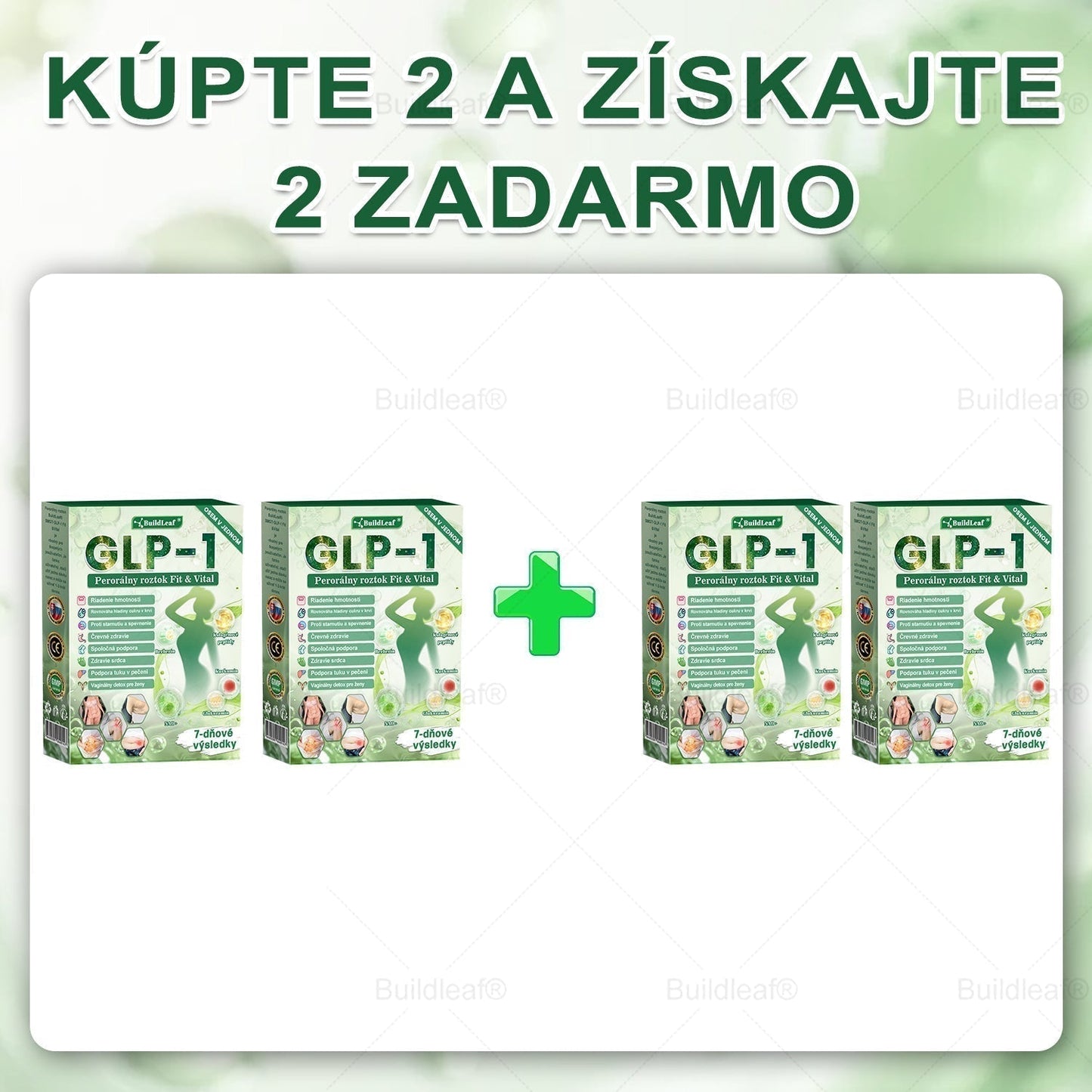 BuildLeaf® GLP-1 6-v-1 Fit & Vital Perorálny Roztok  (Len raz denne, viditeľné zmeny už za 7 dní) Pre obezitu, kardiovaskulárne ochorenia, cukrovku, spánkové apnoe, zdravie čriev, problémy s kĺbmi a ďalšie
