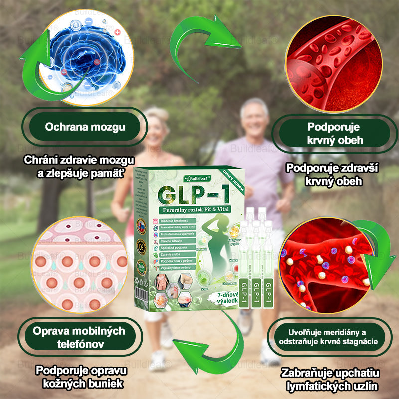 BuildLeaf® GLP-1 6-v-1 Fit & Vital Perorálny Roztok  (Len raz denne, viditeľné zmeny už za 7 dní) Pre obezitu, kardiovaskulárne ochorenia, cukrovku, spánkové apnoe, zdravie čriev, problémy s kĺbmi a ďalšie