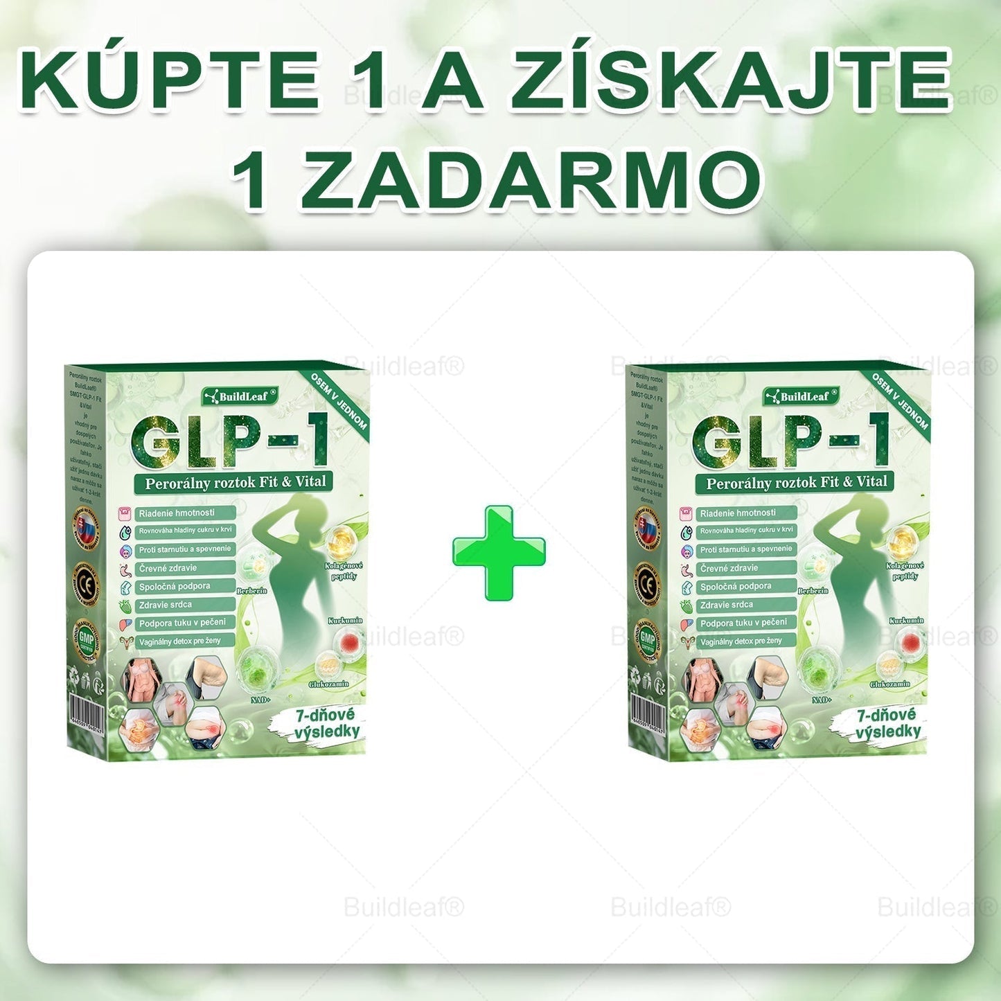 BuildLeaf® GLP-1 6-v-1 Fit & Vital Perorálny Roztok  (Len raz denne, viditeľné zmeny už za 7 dní) Pre obezitu, kardiovaskulárne ochorenia, cukrovku, spánkové apnoe, zdravie čriev, problémy s kĺbmi a ďalšie